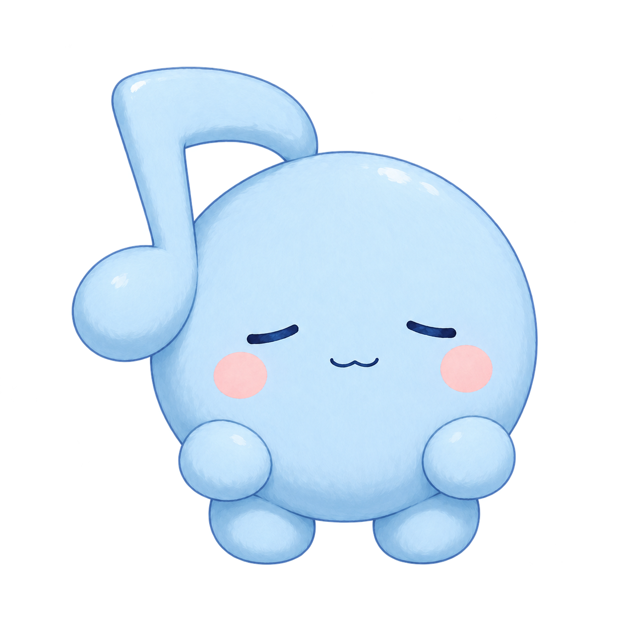 音符の形をした水色のぷのの全身像